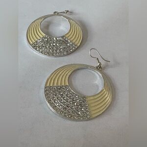 Silver and Cream Costume Earrings